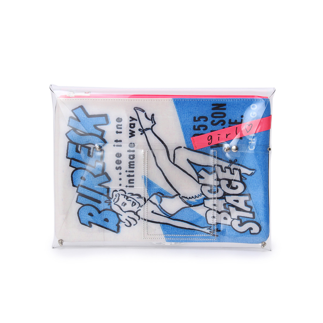 ルージュルー Rougeloup casselini アメコミ風クリアクラッチバッグ (サックス)